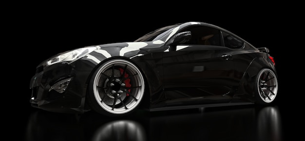 Renderowania 3d coupe czarny samochód sportowy