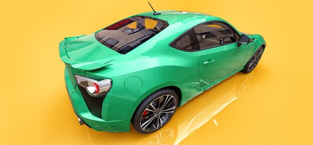 Renderowania 3d coupe zielony mały samochód sportowy