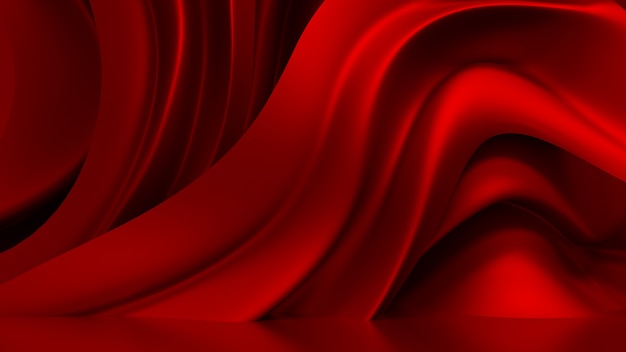 Zdjęcie renderowania 3d czerwone tło z tkaniny draperie