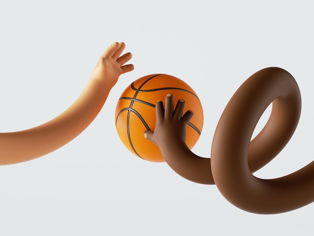 renderowania 3D Elastyczne ręce kreskówki walki o piłkę