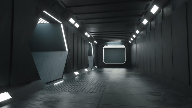 renderowania 3D Futurystyczny korytarz scifi