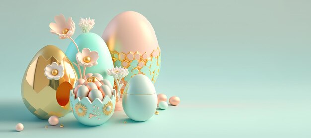 Renderowania 3D ilustracja Happy Easter Banner pozdrowienia