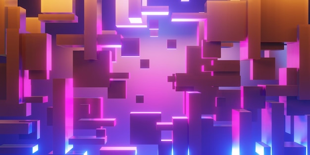 renderowania 3d ilustracja tła gry abstrakcyjny styl cyberpunk tapety dla graczy neon blask światło scifi metaverse