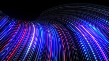 Zdjęcie renderowania 3d kolorowe abstrakcyjne tło neonowe ciągi przestrzeni i czasu autostrady noc światła.