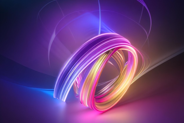 renderowania 3D kolorowe tło o abstrakcyjnym kształcie świecące w widmie ultrafioletowym kręte neonowe linie Futurystyczna koncepcja energii