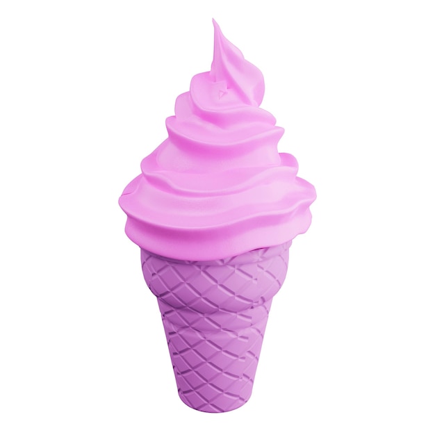 Renderowania 3D lody truskawkowe na białym tle