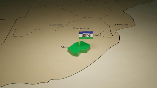 Renderowania 3D Mapa Lesotho z okazji Święta Niepodległości