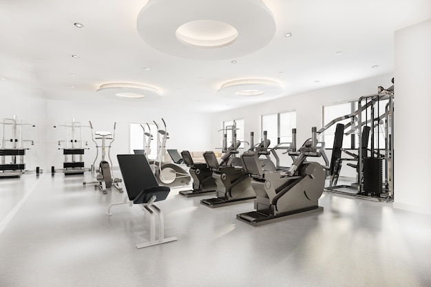 renderowania 3D nowoczesna siłownia na poddaszu i fitness