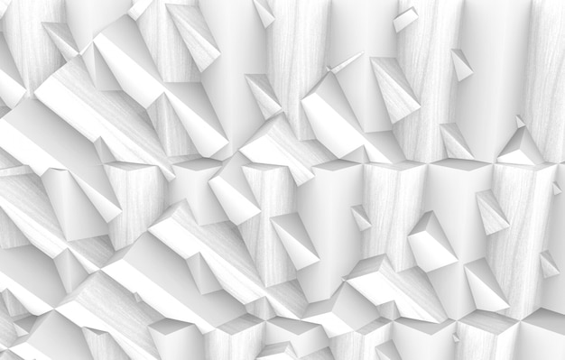 Zdjęcie renderowania 3d. nowoczesny biały wielokąt geometryczny losowy kształt ściany projekt ściany sztuki tło.