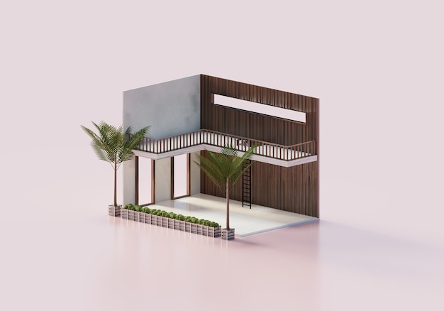 Zdjęcie renderowania 3d pusty projekt pokoju wnętrza w widoku izometrycznym