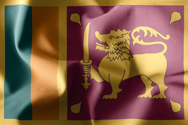Renderowania 3d realistyczne macha jedwabnej flagi Sri Lanki