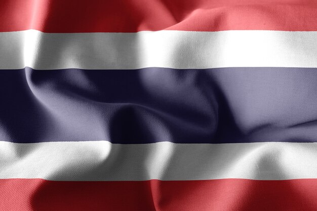 Zdjęcie renderowania 3d realistyczne macha jedwabnej flagi tajlandii