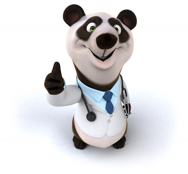 Renderowania 3D śmieszne Miś panda w stroju lekarza