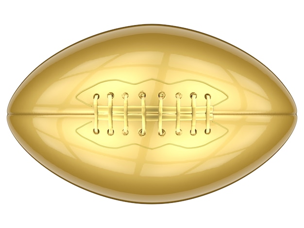 Zdjęcie renderowania 3d złota piłka do futbolu amerykańskiego na białym tle