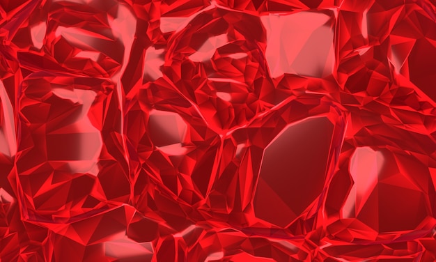 Renderowanie 3D. Abstrakcjonistyczny czerwony rubinowy kryształowy tło.