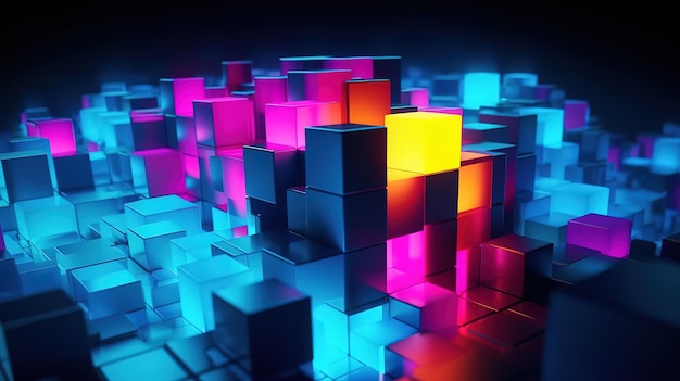 renderowanie 3D abstrakcyjne tło geometryczne neon Generative Ai