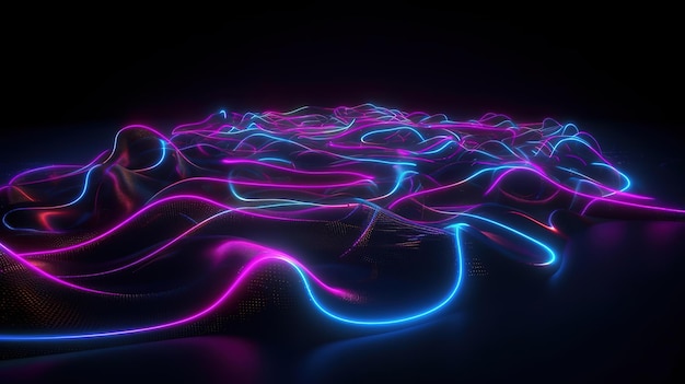 renderowanie 3D abstrakcyjne tło różowy niebieski neon Generative Ai