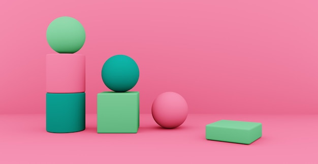 Renderowanie 3d abstrakcyjnego tła z kształtami Kompozycja do prezentacji produktu