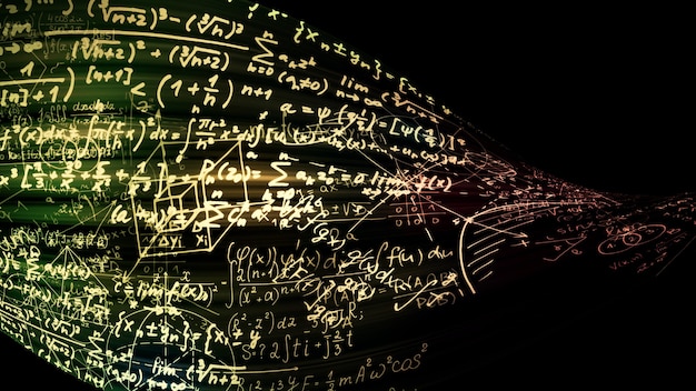 Renderowanie 3d Abstrakcyjnych Bloków Formuł Matematycznych Znajdujących Się W Wirtualnej Przestrzeni