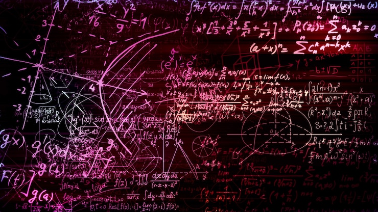 Zdjęcie renderowanie 3d abstrakcyjnych bloków formuł matematycznych znajdujących się w wirtualnej przestrzeni