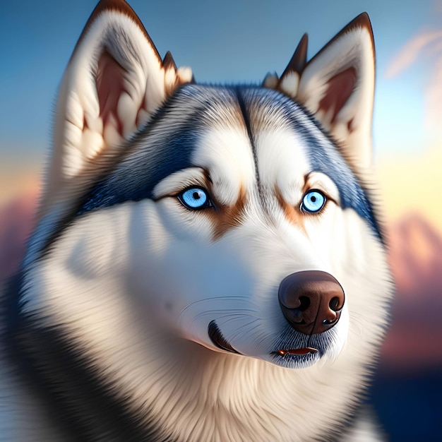 Renderowanie 3D Alaskan Husky Animal AI Generative