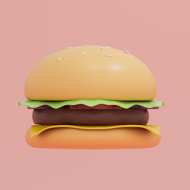 Renderowanie 3d Amerykańskiego Sera Burger I Izolowanej Tapety Ilustratora