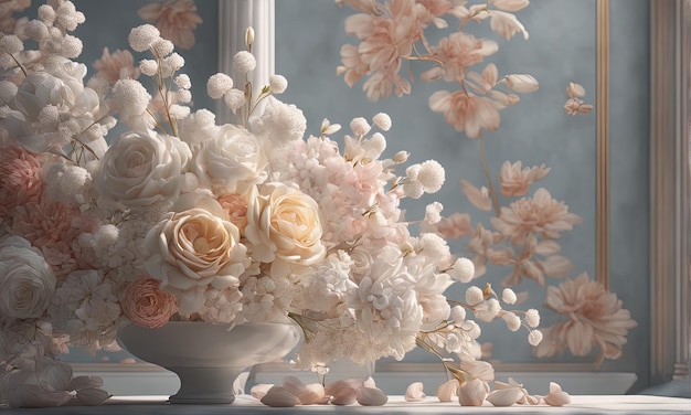 Renderowanie 3D białych i białych kwiatówRenderowanie 3D białych i białych kwiatówpiękny kwiat