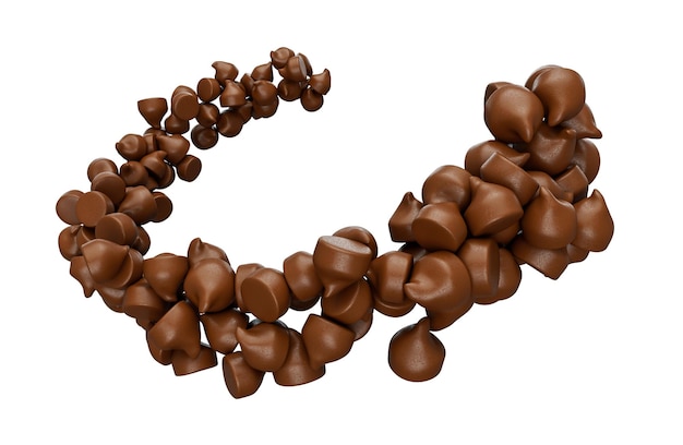 Renderowanie 3D chipsów czekoladowych na białym tle