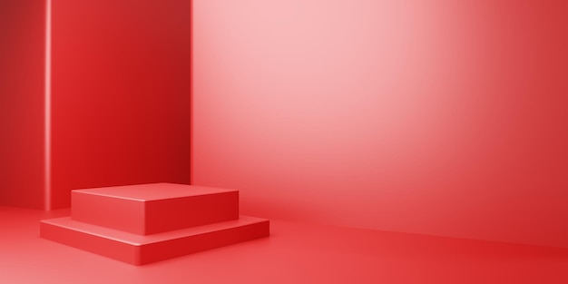 Renderowanie 3D czerwonego abstrakcyjnego geometrycznego tła Koncepcja nowego roku