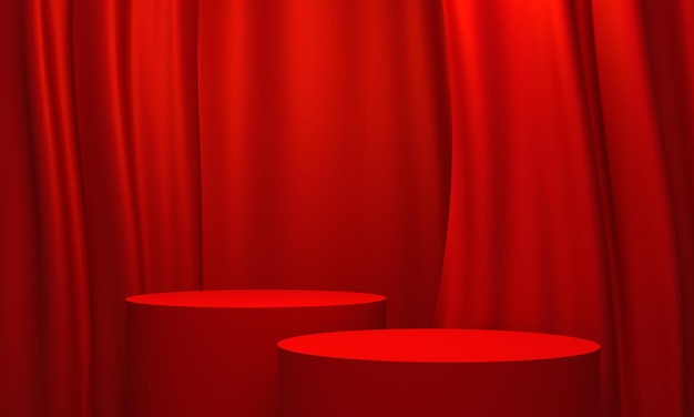 Renderowanie 3d czerwonego abstrakcyjnego tła geometrycznego Scena do salonu reklamowego