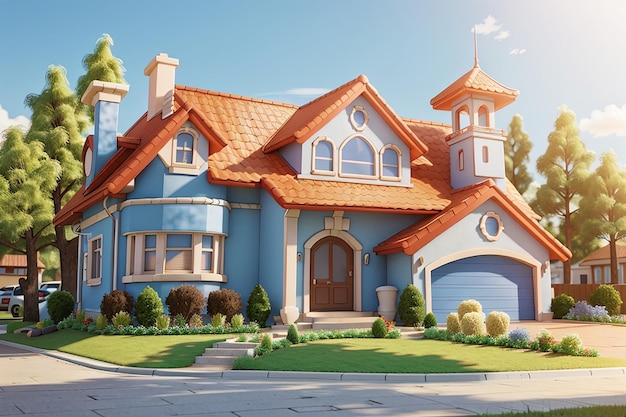 Renderowanie 3D domu z kreskówekDom 3D