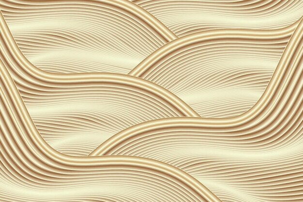 Renderowanie 3D fali płynącej złote abstrakcyjne linie teksturowane tekstury tła