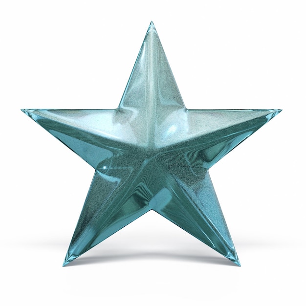 Renderowanie 3D Green Glass Star (na białym tle na biały i ścieżkę przycinającą)