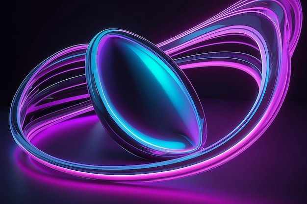 Renderowanie 3D idealny kształt estetyczne kolorowe tło z abstrakcyjnym kształtem świecącym w widmie ultrafioletowym krzywe neonowe linie Futurystyczna koncepcja energii