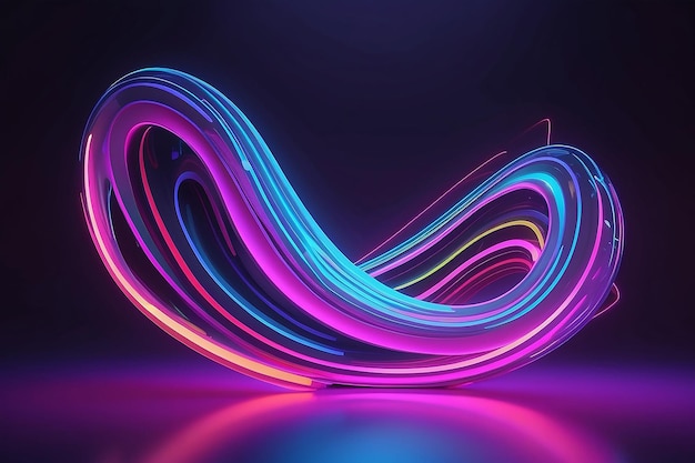 Renderowanie 3D idealny kształt estetyczne kolorowe tło z abstrakcyjnym kształtem świecącym w widmie ultrafioletowym krzywe neonowe linie Futurystyczna koncepcja energii