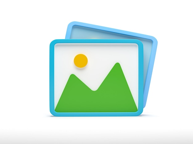 Renderowanie 3d Ilustracja 3d Góry i słońce krajobraz galeria symbol minimalny Obraz zdjęcie jpg plik ikona