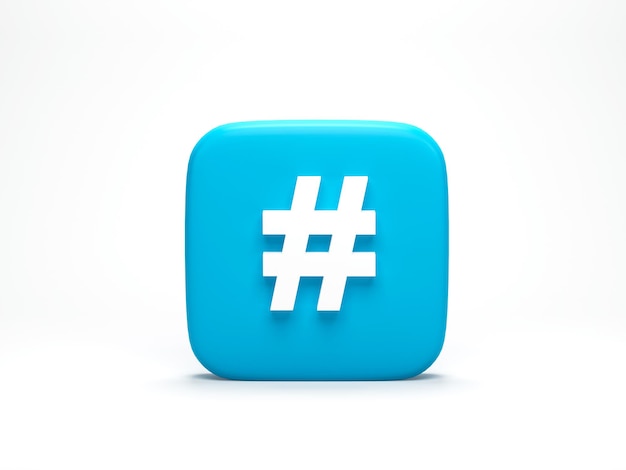 Renderowanie 3D Ilustracja 3D Hashtag wyszukiwania symbol linku w ikonie powiadomienia mediów społecznościowych na białym tle Koncepcja wzmianki o wątku komentarzy lub mikro blogu pr