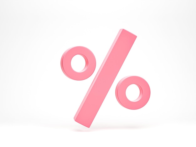 Renderowanie 3D Ilustracja 3D Minimalny symbol procentu na białym tle Znak procentu Koncepcja promocji sprzedaży procentowej zniżki
