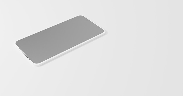 Renderowanie 3D ilustracyjnego białego smartfona na podłodze z pełnym ekranem Nowoczesna makieta