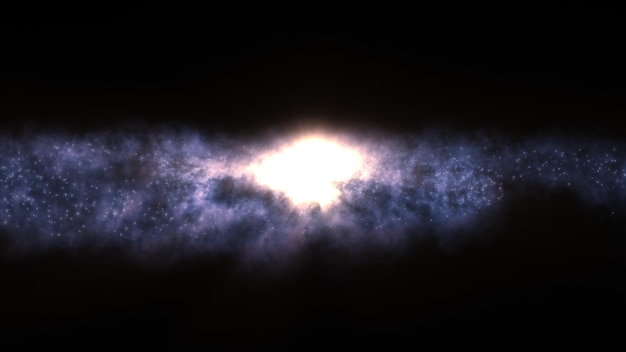 Renderowanie 3D jasnej galaktyki składającej się z mgławic i gromad gwiazd