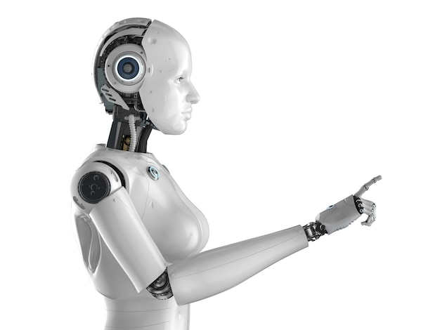 Renderowanie 3d kobiecego cyborga lub palca robota