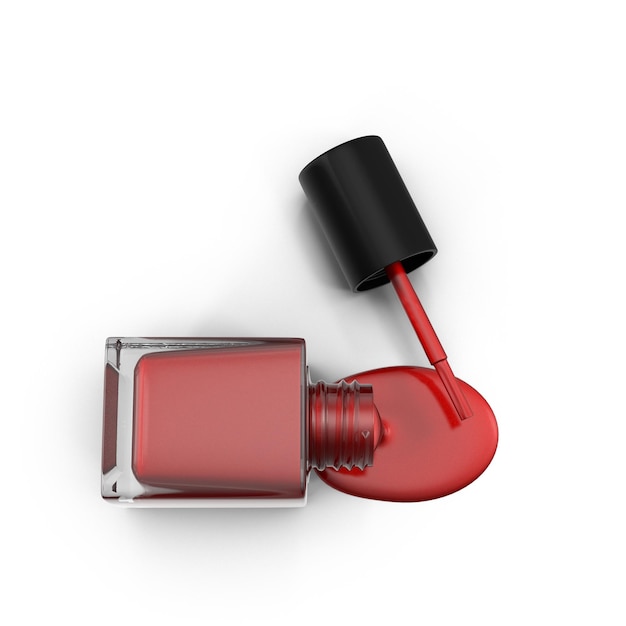 Zdjęcie renderowanie 3d kolekcja butelce bordowy lakier do paznokci i upuść na białym tle ikona lakieru do paznokci