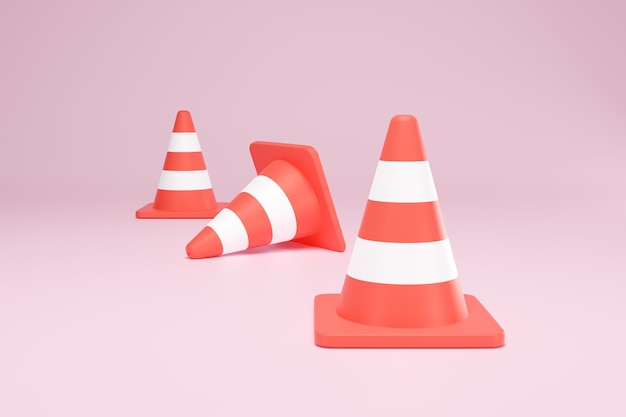 Renderowanie 3d Konstrukcja Czerwonego Stożka Ruchu Na Białym Tle Niesformatowany Numer Jeden