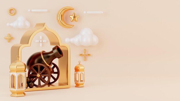 Renderowanie 3D kreatywnej koncepcji islamskiego tła ilustracji ramadan