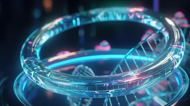 Renderowanie 3D łańcuch spiralny dna mikrobiologia biotechnologia edycja genomu Generative Ai