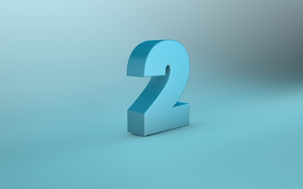 Zdjęcie renderowanie 3d liczby 2 3d napis dwa liczby