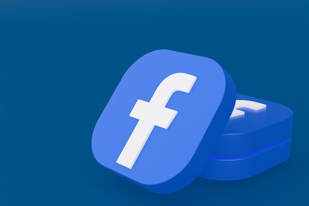 Renderowanie 3d logo aplikacji Facebook na niebieskim tle