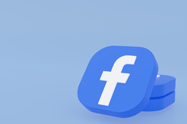 Renderowanie 3d Logo Aplikacji Facebook Na Niebieskim Tle