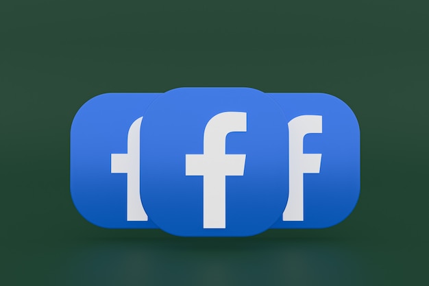 Renderowanie 3d logo aplikacji Facebook na zielonym tle