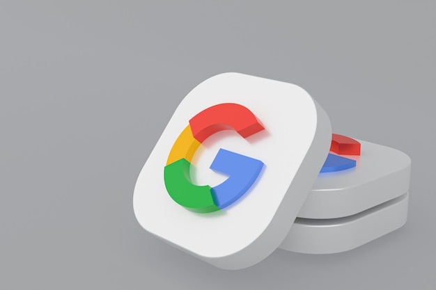 Renderowanie 3d Logo Aplikacji Google Na Szarym Tle